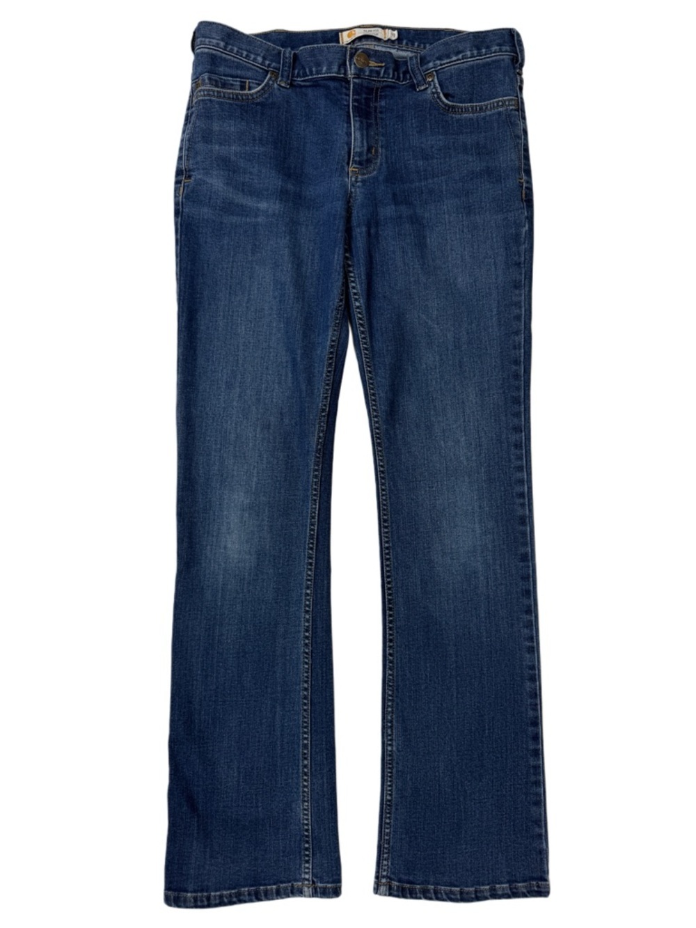 {Carharrt} "Rugged Flex Layton Bootcut Slim Fit" Short Blue Stretch Jeans - Picture 2 of 7
